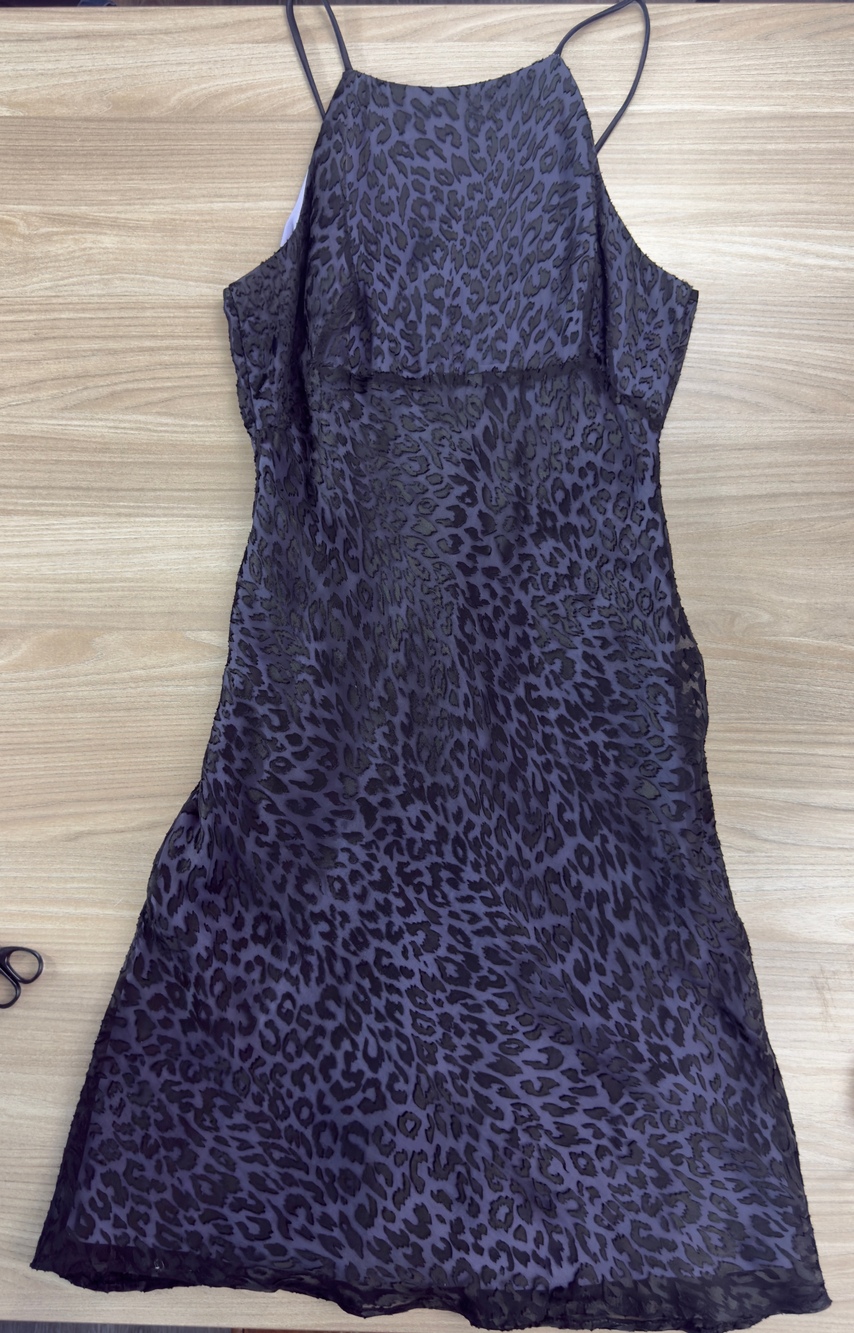 Ever Beauty Women's Purple Black Leopard Print Slip Dress Size 8 Mini Y2K Style